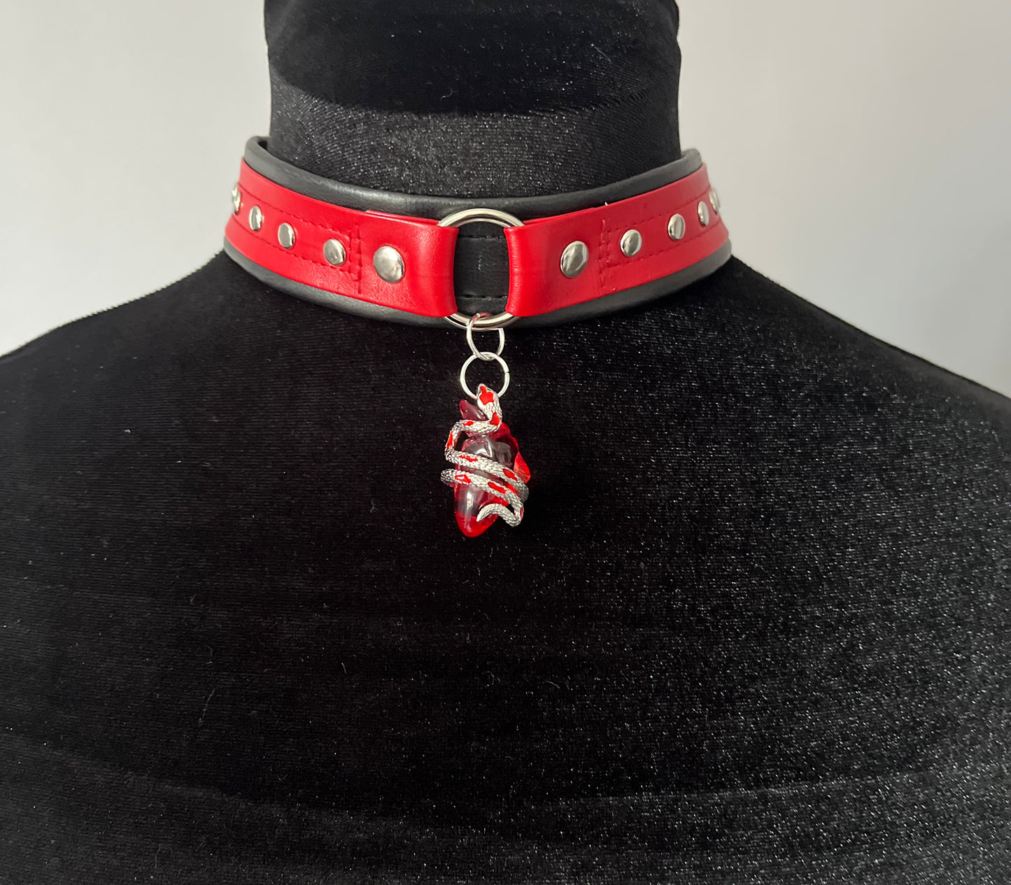 Red on Black Choker and Bracelet