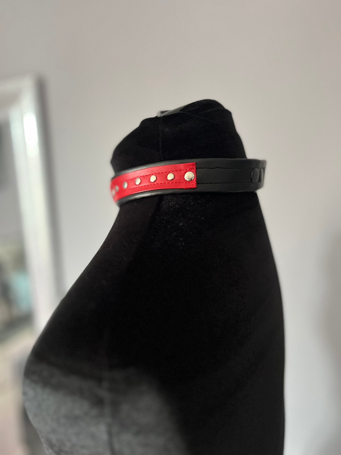 Red on Black Choker and Bracelet