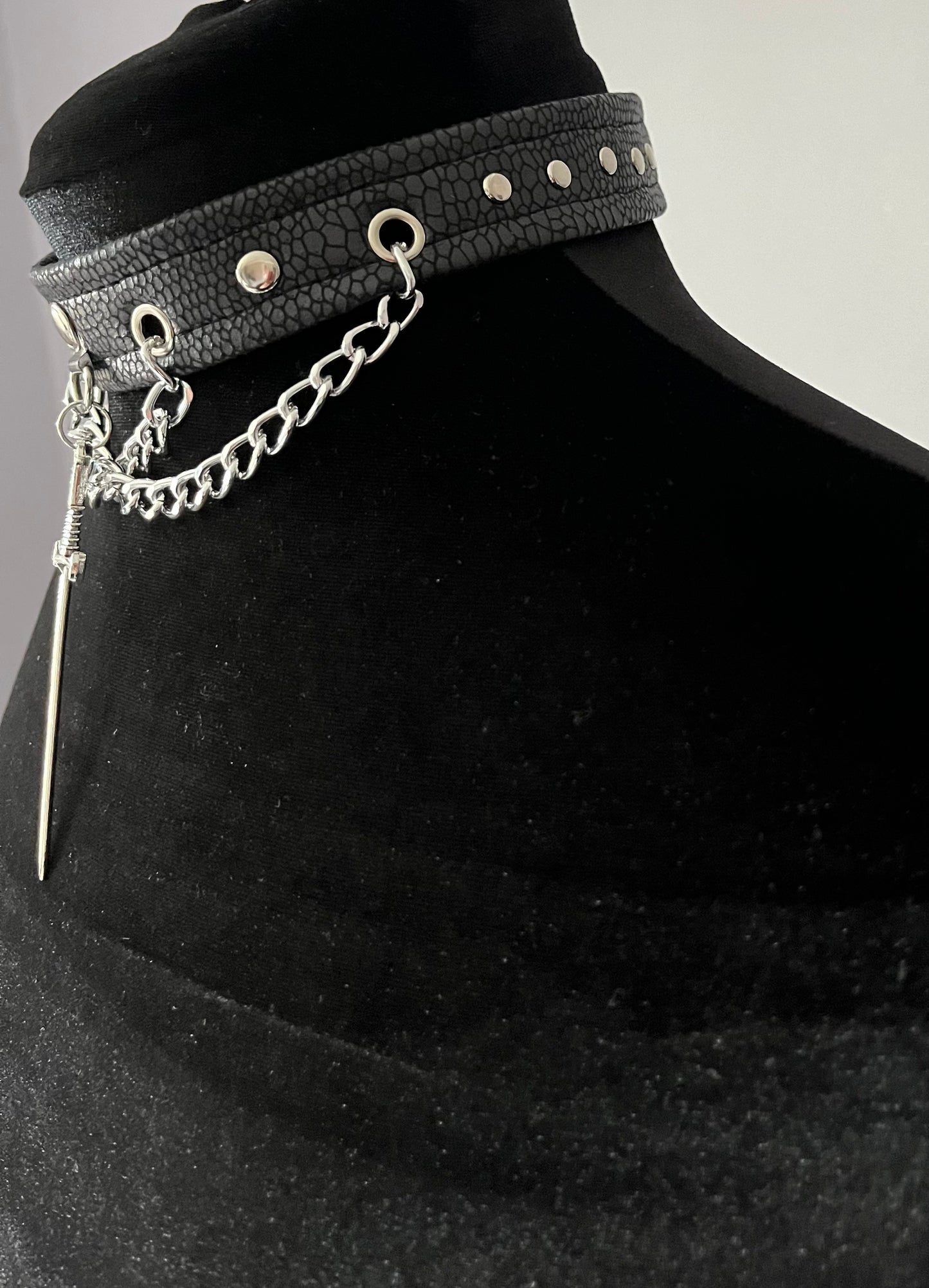 Black Snakeskin Choker with Chains