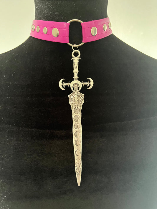 Pink Studded Sword Choker