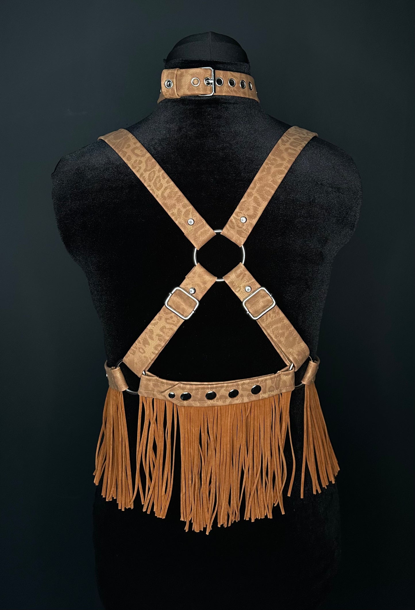 Brown Leopard Print Fringed Harness