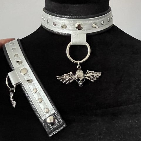 Silver and Black Choker & Bracelet